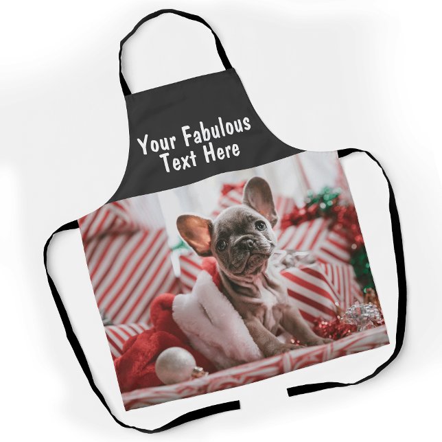 Tablier Photo et texte personnalisés (Personalized Photo and Text Apron, any color, any font, no minimum)