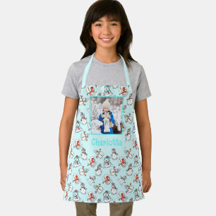 Tablier Photo Fille Et Nom Snowman Motif Mint Green
