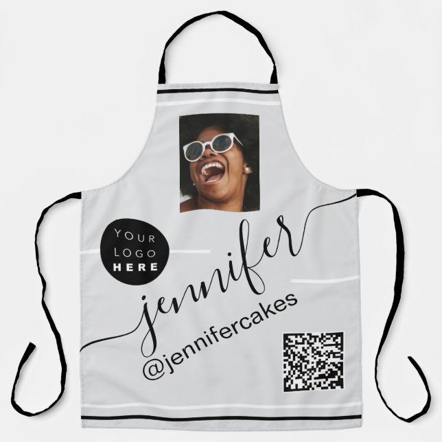 Tablier Photo personnalisée Logo QR Menu CODE Restaurant P (Recto)