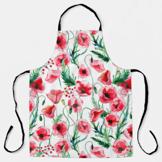 Tablier Photos rouges : aquarelle illustration florale