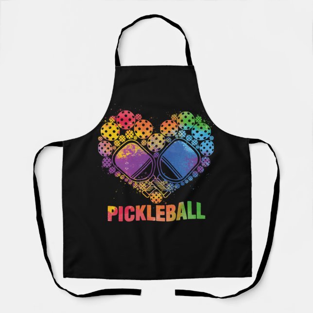 Tablier Pickleball Heart Funny Colorful Paddle Sports Joue (Recto)