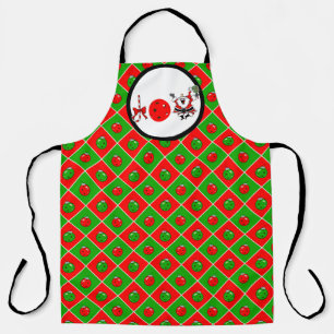 Tablier Pickleball Joy Fête de Noël Rouge Vert Ornements