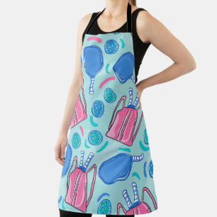 Tablier Pickleball Paddles et Balls Blue Kitchen