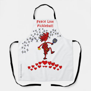 Tablier Pickleball Peace Love Tout-En-Un Imprimé