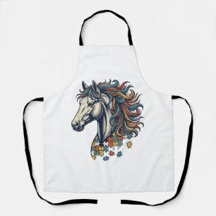 Tablier Pièce de puzzle de cheval coloré T-Shirt gravure v