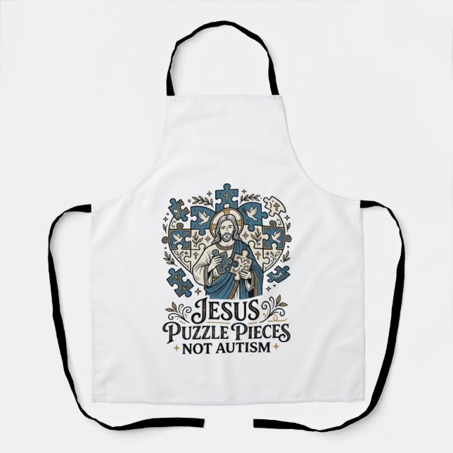 Tablier Pièces de puzzle Jésus pas autisme Pièces de puzzl (Recto)