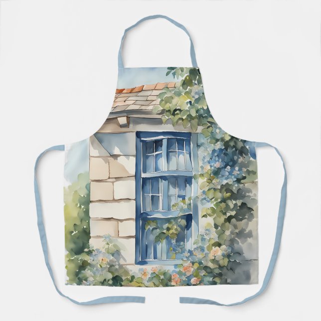 Tablier Pierre Bleu Fenêtre Mur Chaumière Vignes (Recto)