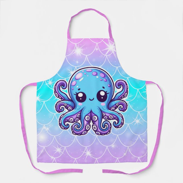 Tablier Pieuvre bleue mignonne (Recto)