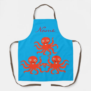Tablier Pieuvre rouge mignonne Thunder_Cove Apron