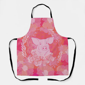 Tablier pig,flower of life, blue, mandala,zen,chakra,patt