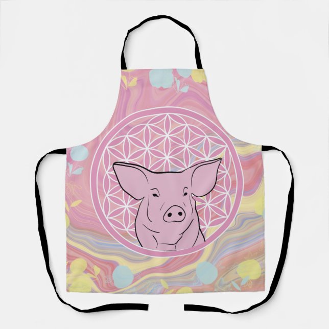 Tablier pig,flower of life, rose, mandala,zen,chakra, (Recto)