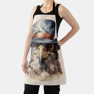 Tablier pigeon drôle portant un casquette cowboy, aquarell