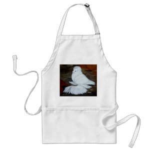 Tablier Pigeon trompette anglais blanc