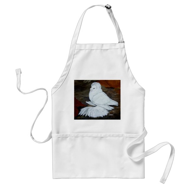 Tablier Pigeon trompette anglais blanc (Devant)