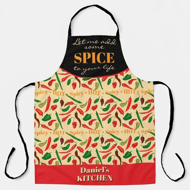 Tablier Piments piquants épicés rouge vert (Recto)