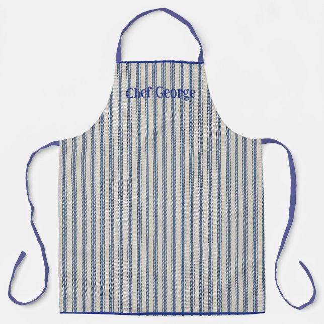 Tablier Pin Stripe Apron Name French Style (Recto)
