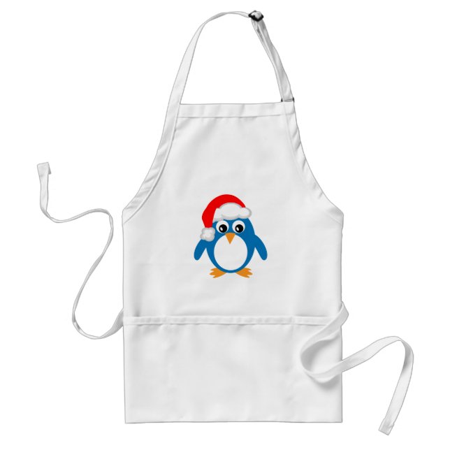 Tablier Pingouin mignon de Père Noël de Noël de bande (Devant)