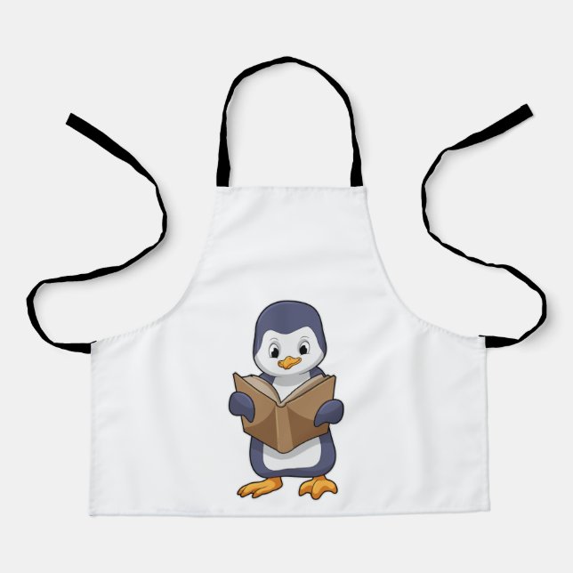 Tablier Pingouin Nerd avec Livre (Recto)