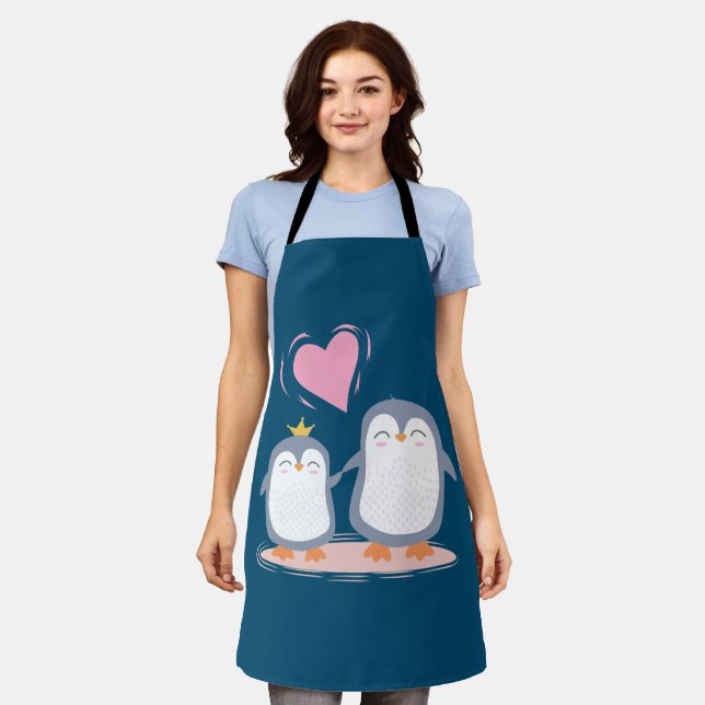 Tablier  pingouins mignons amoureux  (Porté)