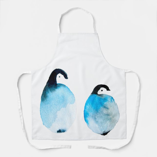 Tablier Pingouins mignons aquarelle (Recto)