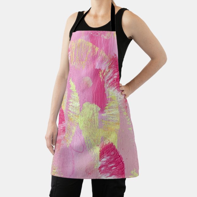 Tablier Pink and Yellow Abstract Art All-Over Print Apron (Insitu)