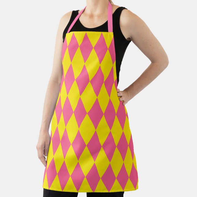 Tablier Pink and Yellow Harlequin Checkered Design  (Créateur téléchargé)