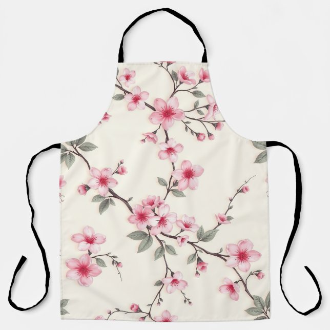 Tablier Pink Cherry Blossom Sakura Floral Pattern Spring (Recto)