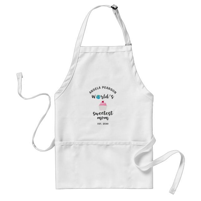Tablier Pink Cupcake World's Sweetest Mom quote pour Her (Devant)