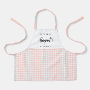 Tablier Pink en vichy vérifier la cuisine personnalisée 