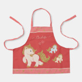 Tablier Pink Glitter Ponies with First Name Little Girl (Front)