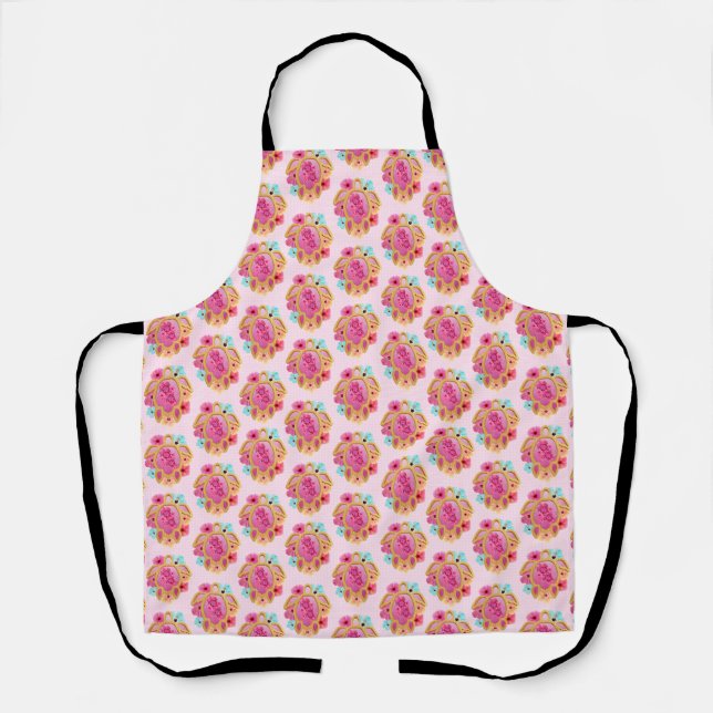 Tablier Pink Island Tortues de mer tropicales Floral (Recto)