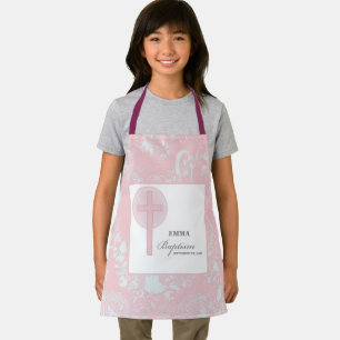 Tablier Pink Lace Girl Baptême Personnalisé