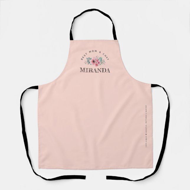 Tablier Pink Minimalist Best Mom & Chef Apron personnalisé (Recto)