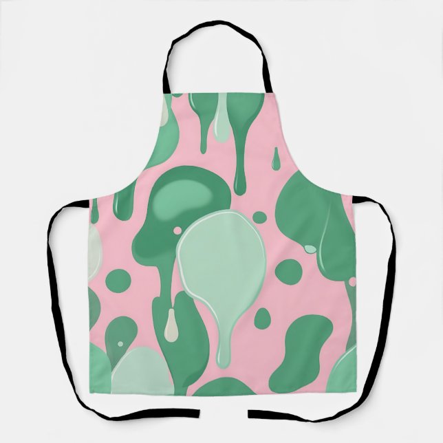 Tablier Pink Mint Green Melting Drip Pattern Abstract  (Recto)