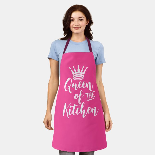 Tablier Pink Mothers Day Cadeau Apron, Reine de la cuisine (Porté)
