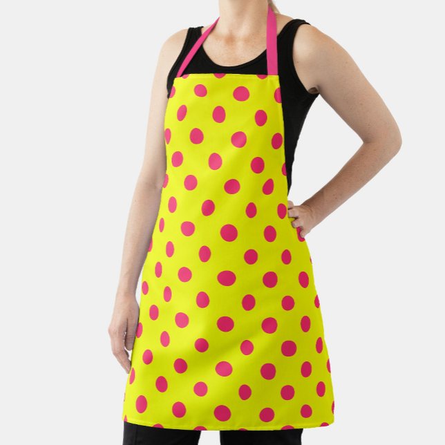 Tablier Pink On Yellow Polka Dots Pattern Design  (Créateur téléchargé)