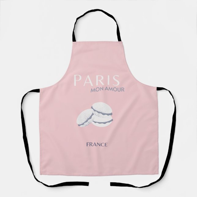 Tablier Pink Paris Travel Art Pastel Preppy Macarons (Recto)