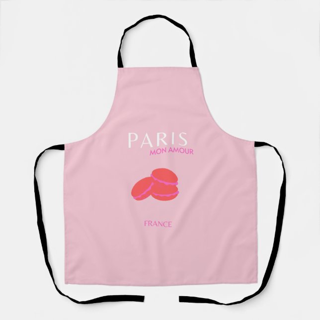 Tablier Pink Paris Travel Art Preppy Macarons (Recto)