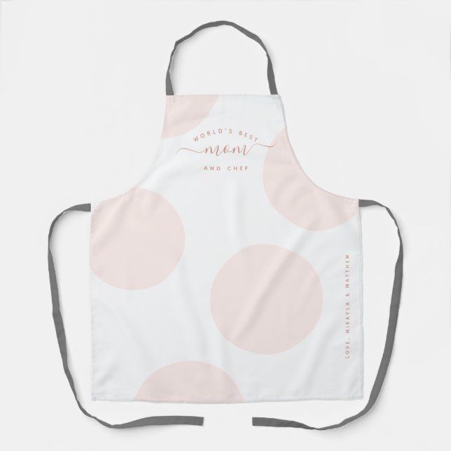 Tablier Pink Polka Dot World's Best Mom & Chef Apron (Recto)