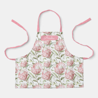 Tablier Pink Proteas Floral Apron personnalisé pour les en