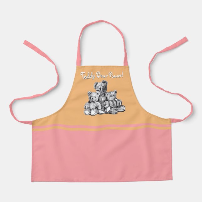 Tablier Pink Trois ours Teddy Bear Power Apron pour enfant (Recto)