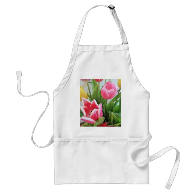 Tablier Pink Tulips, Floral Spring Bouquet, Flowers (Devant)