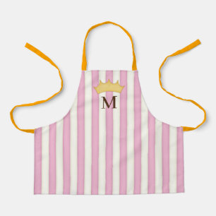 Tablier Pink Victorian Stripes Crowé Monogramme Princesse 