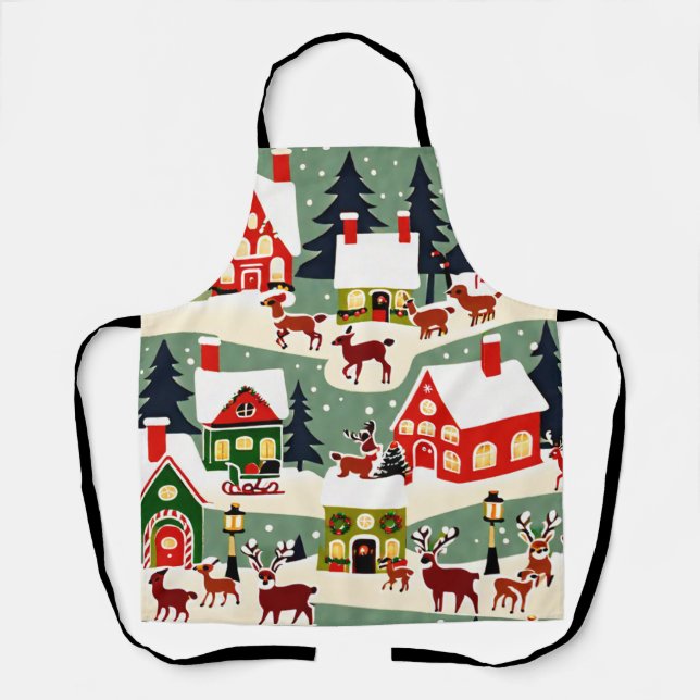Tablier Pique-nique de Noël village de Noël (Recto)