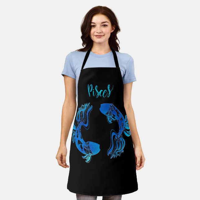 Tablier Pisces the fish zodiac water sign blue  (Porté)