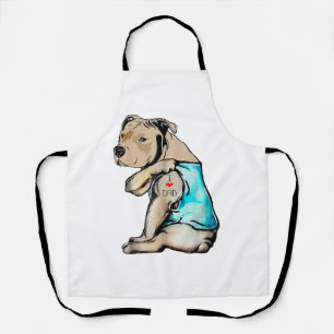 Tablier Pitbull Chien I Love Papa Tattoo drôle Famille