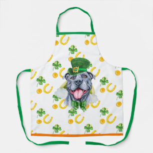 Tablier Pitbull Gris Décoration de Fête Saint-Patrick Chie