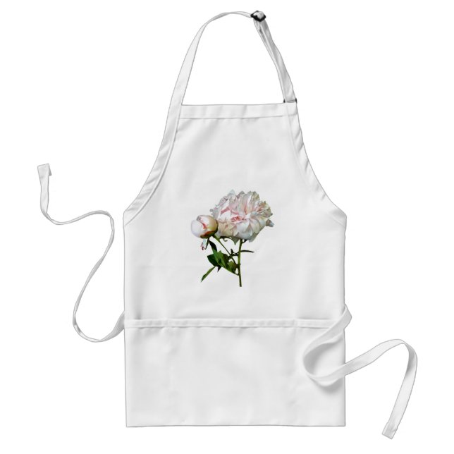 Tablier Pivoine rose pâle et bouton (Devant)