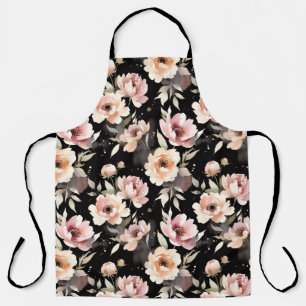 Tablier Pivoines à l'aquarelle avec lavis pastel