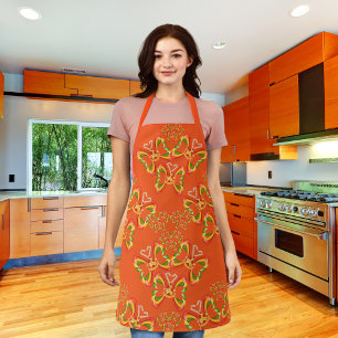 Tablier Pizza et Toppings Formes papillon Orange Apron